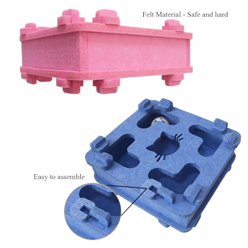 IUHKBH Cat Puzzle Toy, Soft Felt Intelligence Mind Game Track Balls Interactive Kitten Toy Puzzle Box for Indoor Cats, Easy to Assemble [Blue] - color: Blue