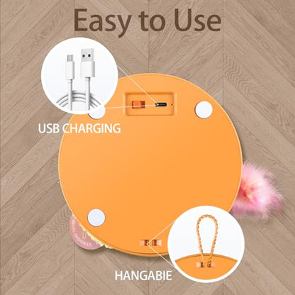 Migipaws Interactive Cat Toys, Automatic Frenzy Donut cat Toy with Moving Feather,Catnip, Squeaking for Indoor Cats Rechargeable
