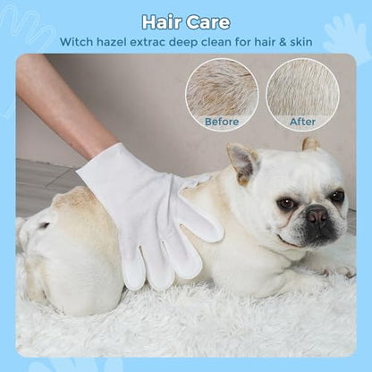 Vannon Extra Thick Pet Bathing Wipes for Dogs & Cats, Cleaning & Odor-Controlling Grooming Gloves, Nourish Fur Glove Wipes for Daily Care and Traveling, Rinse Free, Unscented, 6 PCS - size: 1pack