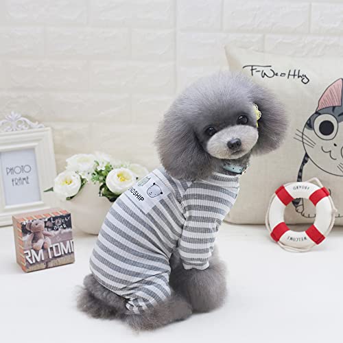 Dogs PJS Clothes for Small Dogs Girl Puppy Pajamas Long Sleeved Onsie Warm Coats Jumpers Outfits - color: GREY, size: S(Back7.8", Weight2.5-4 lbs)