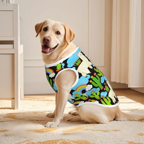 SWEET TANG Dog Shirt for Medium Large Dogs, Cute Cactus Blue Sky Rainbow Llama Alpaca Lightweight UPF 50+ Sun Protection Breathable Mesh T-Shirt, Soft Summer Pet Clothes, 4X-Large - color: Pattern (223), size: 4X-Large
