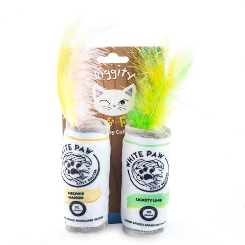 Haute Diggity Kitty White Paw Mango & Lime Set, Plush Cat Toys Catnip Filled with Interactive Crackle Sound, Safe & Durable Toys for Cat & Kitten, 2 Pcs - style: White Paw Mango & Lime