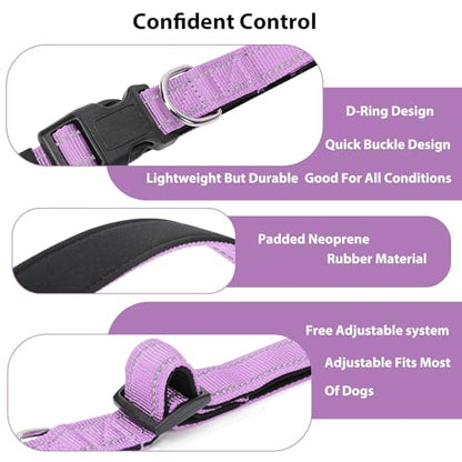 Reflective Dog Collar Padded with Soft Neoprene Breathable Quick Release Basic Dog Collars for Puppy Small Dogs Lavender - color: Lavender, size: XS:width 5/8"neck 8-10.5"