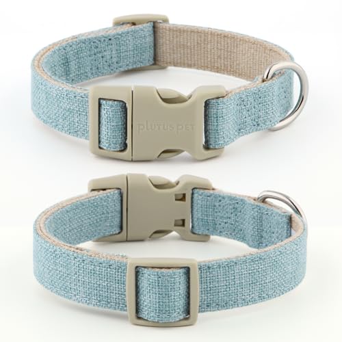 Plutus Pet Cotton Hemp Dog Collar and Leash Set, Adjustable Collar for Small, Medium, and Large Dogs, Heavy Duty and Soft on Skin, Light Blue, XS - color: Light Blue, size: X-Small