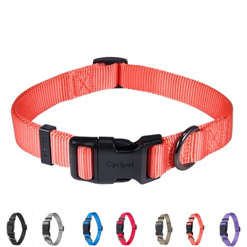 Premium Classic Nylon Adjustable Dog Collars,Soft and Smooth Regular Dog Collars with Quick Release Buckle for Puppy Dogs Walking and Training. (Small, Living Coral) - color: Living Coral, size: Small 11-14 Inches