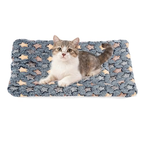 Dog Cat Bed Mat, Soft Coral Fleece Pet Cushion Pad with Cute Star Print, Warm Washable Pet Bed 13x10 Inches, (Dark Gray), Intended for Medium Small Dog Cat - color: Dark Gray, size: 13x10 inch