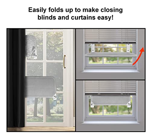 Family Safe Cordless Portable Foldable Cat Window Perch Hammock with Metal Frame, Strong Suction Cups, and 2 Fabric Covers for Indoor Cats - Large