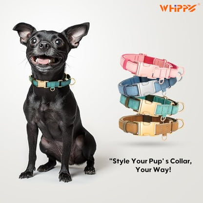 WHIPPY Vegan Leather Dog Collar No Slip Martingale Dog Collar with Quick Release Metal Buckle for Large Medium Small Dogs,Green - color: green, size: S:Fit 11-13" Neck