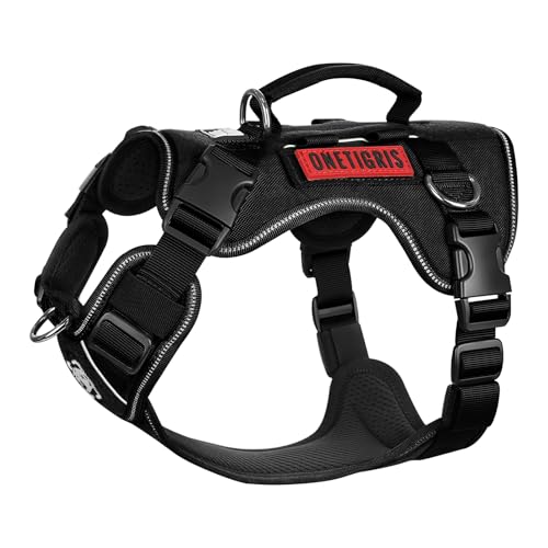 OneTigris No Pull Tactical Dog Harness for Small Dogs, Reflective K9 Working Easy Control Vest with Hook & Loop Panels, Adjustable Dog Vest Harness for Walking Hiking Training - color: Black, size: S: (N:14"-20", C:20"-27", B.L:8.5", L.L:11")