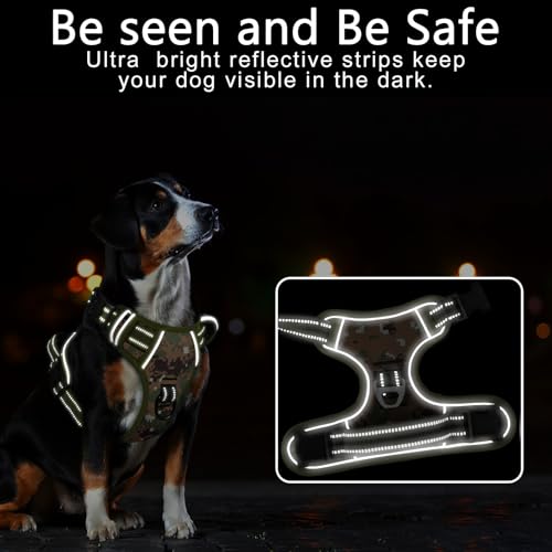 Dog Harness Small Sized,No Pull Dog Harness Adjustable Metal Rings 3 Buckles,Reflective No Choke with Easy Control Handle for Small Dogs,Military Green S - color: Military Green, size: Small (Pack of 1)