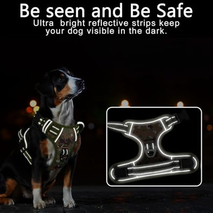 Dog Harness Small Sized,No Pull Dog Harness Adjustable Metal Rings 3 Buckles,Reflective No Choke with Easy Control Handle for Small Dogs,Military Green S - color: Military Green, size: Small (Pack of 1)
