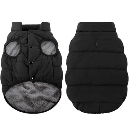 ASENKU Windproof Dog Winter Coat Waterproof Fleece Jacket Cold Weather Pet Apparel for Small Medium Large Dogs (Black, XS) - color: Black, size: X-Small
