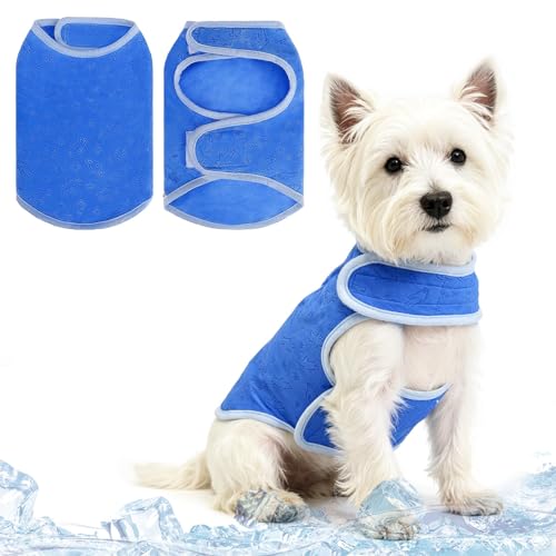 PUPTECK Dog Cooling Vest, Breathable Mesh PVA Dog Shirt, Lightweight Soft Instant Chill Sleeveless Pet Clothes, Adjustable Cooler Jacket Puppy Outfit for Hot Summer Outdoor, Blue Bear S - color: Blue(Bear), size: Small