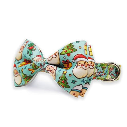Christmas Dog Collar Fall-Themed Breakaway Collars with Bow Tie, Santa Claus & Gift Pattern for Small Medium Large Dog - color: Christmas Treats, size: Small-(11"-17") Neck * 5/8" Wide