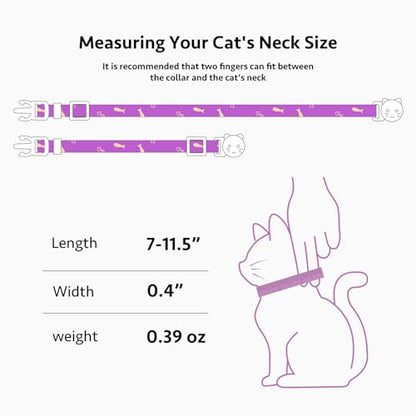 2 Pack Cotton Breakaway Cat Collar Orange and Purple Fish Pendant Cute Kitten Cat Collar with Bell - color: Orange&Purple