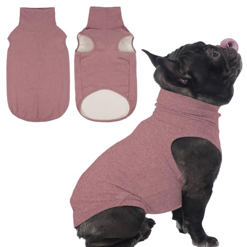 IECOii Small Dog Sweater,Stretch Fleece Vest - DarkRed, Medium,Warm Pullover for Winter Spring Fall, Soft & Lightweight Dog Sweatshirt Indoor Outdoor Clothes,Turtleneck for Small Medium Dogs Girl Boy - color: Darkred, size: Medium