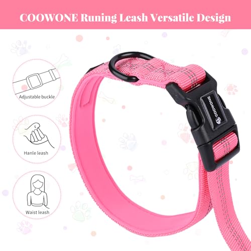 Heavy Duty Hands Free Multifunctional Dog Leash - Adjustable, Reflective, Waist Leash for Dog Walking, Running, Hiking - 5-7FT - color: Pink
