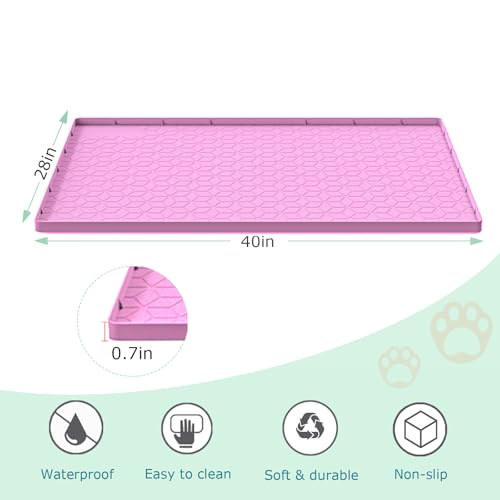 Cat Litter Mat, Silicone Large Cat Mat for Litter Box - 40x28 in, Waterproof & Non-Slip, Durable & Easy Clean, Pink - color: Pink, size: 40"L x 28"W