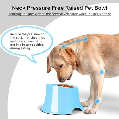 Tilted Elevated Dog Bowls Non-Slip & Non-Spill Pet Feeder with Elevated Detachable Melamine Stand, High Capacity Tilted Dog Bowl for Medium Small Size Dogs M/2 Cup Sky Blue - color: Blue, size: M/2 Cup