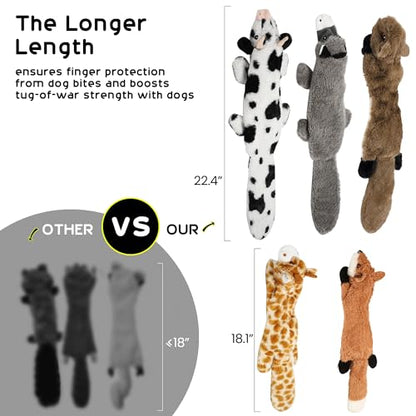 Nocciola Dog Squeaky Toys, 5 PCS Crinkle Plush Dog Toys, No Stuffing Dog Toys for Small Medium Large Dogs, Stuffless Puppy Toys for Boredom - style: 5 Pcs No Stuffing Basic
