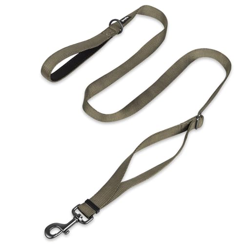 Pets Premium Upgraded Adjustable Between 4 Feet and 6 Feet Leash with Sturdy Nylon and Super Soft Neoprene Lined Handle for Small Medium Large Dogs Lead - color: Military Green, size: Large Adjustable 6 Feet