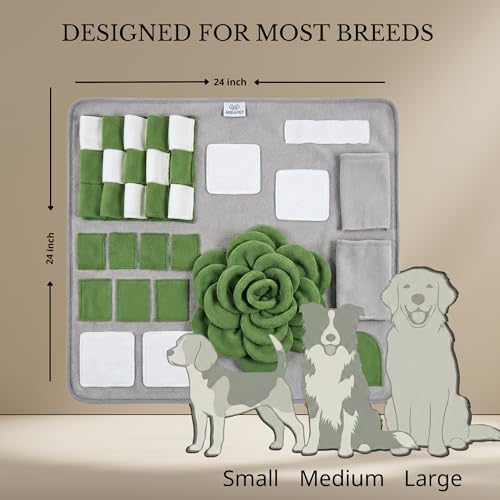 Snuffle Mat for Dogs – Interactive Feeding Mat for Slow Eating, 23.6 in x 23.6 in, Mental Stimulation & Boredom Relief (Sage Green) - color: Sage Green