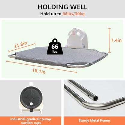Cat Window Perch for Small Window,Cordless Cat Window Hammock,Cats Seat for Windowsill,Foldable Cat's Windows Bed for Large Cats with Suction Visualization Pwerful Suction Cups