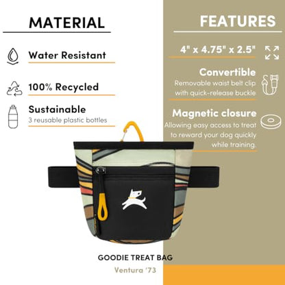 OllyDog Goodie Treat Bag, Dog Treat Pouch, Waist Belt Clip for Hands-Free Training, Magnetic Closure, Dog Training and Behavior Aids, Three Ways to Wear (Ventura '73) - color: Ventura '73