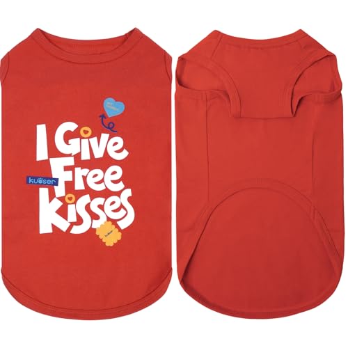 Kuoser Dog Shirt, Printed Dogs T-Shirt Soft Breathable Dog Shirts, Cute Doggy Sweatshirt for Small Medium Large Girls Boys, Pet Funny Clothes Tank Top Sleeveless Dogs Vest, Red L - color: Red, size: Large (Chest: 21.65")