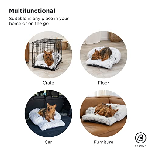 Best Friends by Sheri Nap Mat Dog Bed with Bolster - Washable Crate Pad, Removable Cover, Frost, Small, 22x15 - size: Small