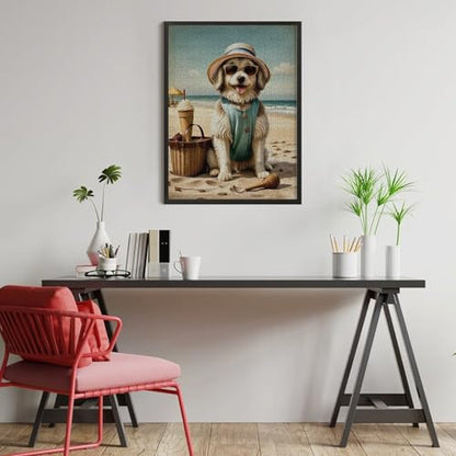 Havanese Dog at The Beach 500-Piece Wooden Jigsaw Puzzle, Dog on Beach Scene, Brain-Training Fun, Relaxing Indoor Puzzle