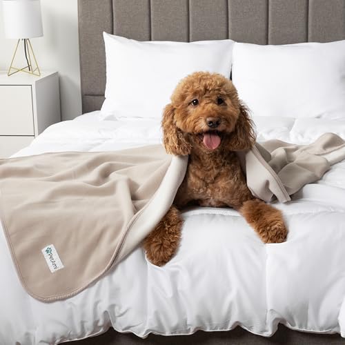 PetAmi Waterproof Pet Blanket Dog Bed Couch Cover for Furniture, Reversible Washable Soft Fleece - color: Taupe/Beige, size: X-Large (60x80)