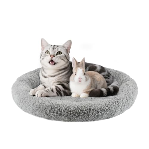 Round Cat Bed Washable Cat Donut Bed with Non-Slip Bottom Comfortable Soft Pet Bed for Cats and Small Dog/Gray （Diameter: 19.5"） - size: Diameter: 19.5"