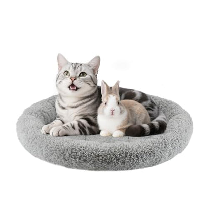Round Cat Bed Washable Cat Donut Bed with Non-Slip Bottom Comfortable Soft Pet Bed for Cats and Small Dog/Gray （Diameter: 19.5"） - size: Diameter: 19.5"