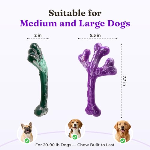 Frienhund 4 Pack (XL Cactus) Indestructible Tough Dog Toys for Aggressive Chewers: Beef Flavored Chew Bone for Large Dogs 20-90 lbs, Long Lasting & Keep Them Busy