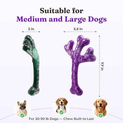 Frienhund 4 Pack (XL Cactus) Indestructible Tough Dog Toys for Aggressive Chewers: Beef Flavored Chew Bone for Large Dogs 20-90 lbs, Long Lasting & Keep Them Busy