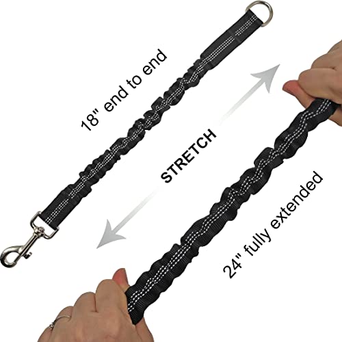 Bungee Dog Leash Extension, 18”Dog Shock Absorber Extender, Works with Any Leash for Walking, Jogging, Training, Playing - color: Black
