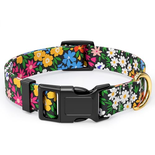 Rnivvi Dog Collar for Small Dogs, Cute Floral Heavy Duty Adjustable Puppy Collar with Quick Release Buckle for Girl & Female, Pet Accessories for Walking Running, XS Length 5/8" Width, Vibrant - color: Vibrant Florals, size: XS (Neck 8-12", Width 5/8")