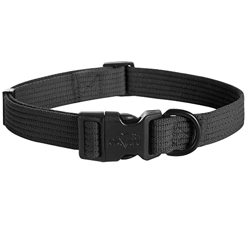 Dog Collar Soft Padded Breathable Cotton Solid Color Strong Adjustable Pet Collar for Little Puppy - color: Black, size: M