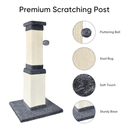Cat Scratching Post, 32 Inch Cat Scratching Posts for Large Cats, Scratching Posts for Indoor Cats Adults, Cat Scratch Post with Nature Sisal, Deep Gray - color: Deep Gray
