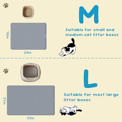 Cat Litter Mat, (33" x 21") Silicone Litter Trapping Mat - Waterproof/Urine Proof, Litter Box Mat - Keep the Floor Clean Grey - color: Grey, size: L