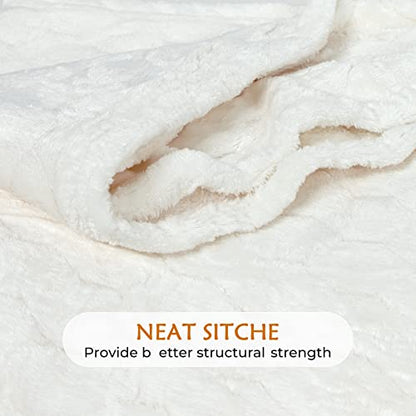 TOONOW Fleece Blanket Fuzzy Plush Throw Blanket 50" x 60", Super Soft Fluffy Bed Blanket Geometric Pattern Comfy Microfiber Flannel Blankets for Couch, Bed, Sofa, Cream White - color: Cream White, size: Throw-50" x 60"