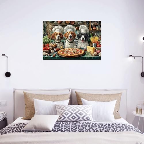 300 Pieces Jigsaw Puzzles for Adults, Dog Chefs Pizza Kitchen Art Puzzle, Stress Relief Concentration Training Brain Teaser Puzzle 15.7x11 Inch - color: Wooden Puzzle5, size: 300 Piece pcs