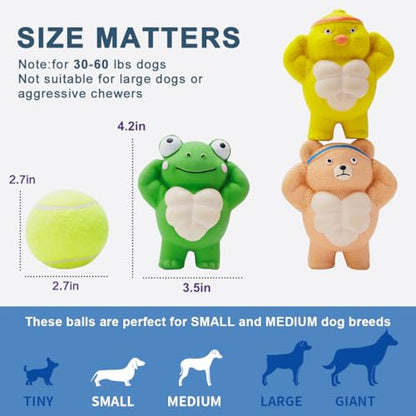 3 Pack Squeaky Dog Toys for Medium Dogs, Soft Latex Chicken Squeaky Dog Ball, Cute Funny Squeak Different Animals Frog Bear Chicken Pet Toys - color: Different Animals - 3 Pack, size: Medium