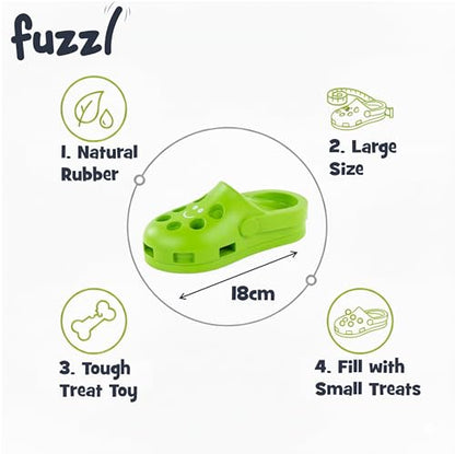 Fuzzl Clog Large Treat Toy for Dogs Puzzle Enrichment Shoe – Natural Rubber Chew Toy – Durable, Interactive Cognitive Feeder – Eco-Friendly, Non-Toxic & Dishwasher Safe – Green - style: Clog Green
