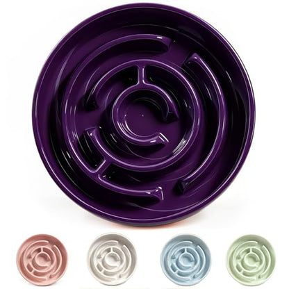 Ceramic Slow Feeder Dog Bowls with Anti-Slip, Slow Feeder & Non-Slip Design, Boredom and Anxiety Reducer, Suitable for All Breed Dogs and Cat (Ceramic-Purple) - color: Ceramic-Purple