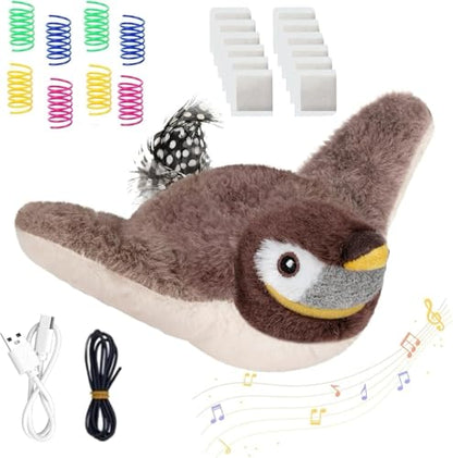 Cat Toys, Flapping Bird Cat Toy(No Flying), Interactive Catnip Toy with Catnip Bags, Chirping Noise Enrichment Moving Wings Dog Cat Kitten Toys, Flappy Flying Pets Toy for Indoor(Oriole) (A8) - color: A8