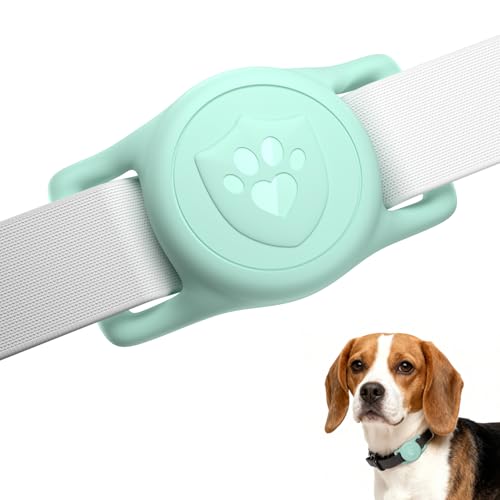 for AirTag Dog Collar Holder, Dog Air Tag Holder, IP68-Waterproof | Lightweight Silicone | Anti-Lost | Ultra-Durable | Compatible with Apple AirTags (Light Green) - color: Light Green