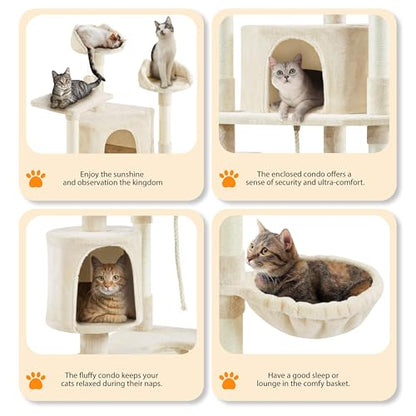Yaheetech Multi-Level Cat Trees Cat Towers 79in Cat Tree for Indoor Cats with Sisal-Covered Scratching Posts, Plush Perches and Stable Condo for Kittens, Cats and Pets, Beige - color: Beige