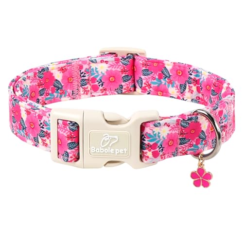 Summer Floral Dog Collar Girl Dog Collars for Puppy Small Dogs - Lightweight Adjustable Hot Pink Boho Female Dogs Everyday Collar with Safety Buckle XS - color: Tropical Flower, size: XS